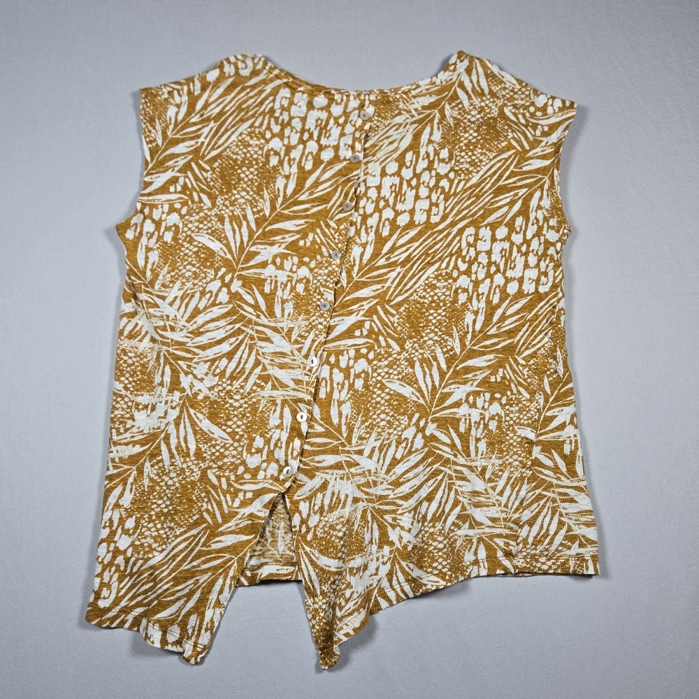 Christian Siriano NY 100% Linen Tropical Leaf Blouse Size Medium - Picture 2 of 10
